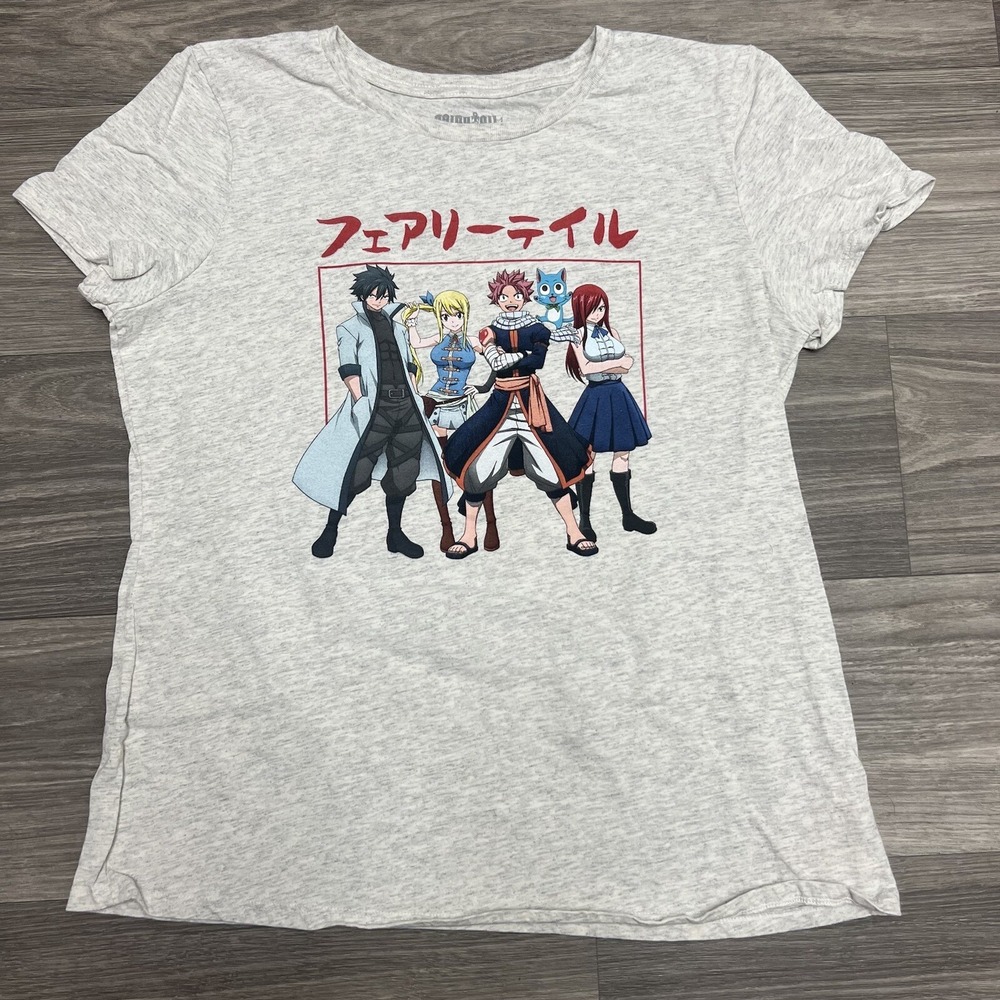 Fairy Tail T-Shirt Womens Large Final Season Grey Graphic Anime Manga EUC Tee
